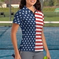 thumbnail image 3 of Aplkyhs Patriotic Star Women's Golf Shirt and Sun Visor Hat Set Short Sleeve Collared Quick-Dry Breathable Moisture-Wicking Shirt Adjustable UV-Protective Visor for Daily Wear Golf Tennis, 3 of 7