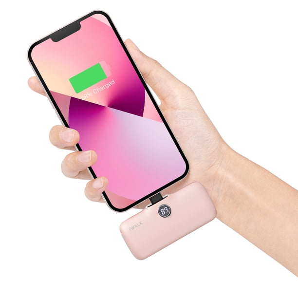 iWALK Portable Charger 4800mAh Power Bank Fast Charging, Compatible with iphone 14/13/12, Pink