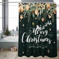 thumbnail image 2 of Merry Christmas Bathroom Shower Curtain Xmas Gold Ball Bell Star Berry Bowknot Green Leaf Green Waterproof Washable Shower Curtains for Bathtub Bath Decor with Grommets and Hook 54 X 78 Inch, 2 of 8