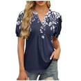 thumbnail image 1 of Camiseta de Cuello en V de Impresión Casual de Manga Corta de las Mujeres, Top Cómodo Ligero para la Primavera Y el Verano, 1 of 6