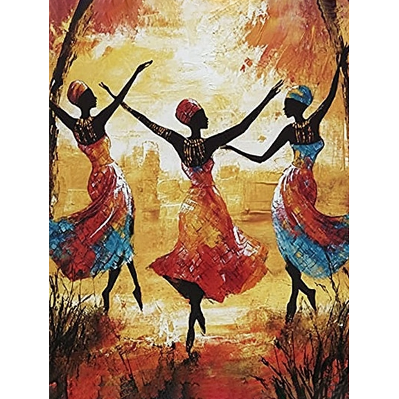 African Women Dance Art Decorative Painting/Canvas Art,Suitable for Living Room,Bedroom,Dining Room,Office,Hotel,Corridor,Coffee Shop,Studio,Hallway and Gallery Decoration.