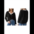 thumbnail image 3 of Blusas de Larga para Mujer, Blusas de Otoño, Camisetas Informales de Cuello en V Suaves y de Gran Tamaño, Ropa de Moda, Conjuntos Negro XXL, 3 of 6