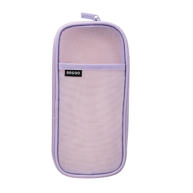 KALIDI Grid Mesh Pencil Case Pen Bag Clear Case Marker Pouch Purple