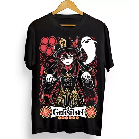 Hu Tao BLACK T-Shirt Genshin Impact Gorou An.im.e Manga Graphic Tee