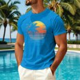 thumbnail image 2 of Sewkxo Mens Hawaiian Short Sleeve T-Shirts Graphic Crew Neck Casual Shirt Summer Beach Palm Tree Printed Vintage Tees,Blue 2XL, 2 of 5