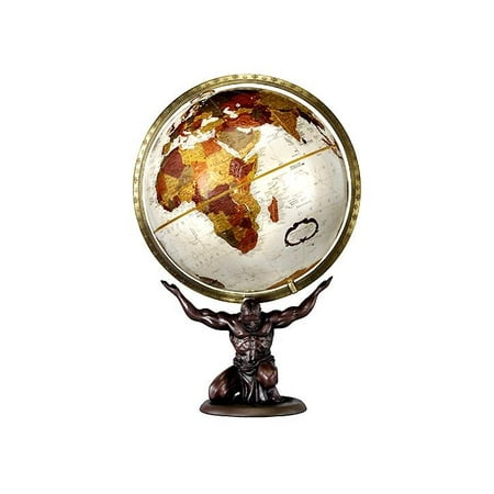 Atlas 12 Inch Desktop Globe in Metallic Bronze w Statue Base
