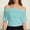 Blue, variant on Rove Studio Women’s Off The Shoulder Short Sleeve Top, Ruched Waist Solid Color Blouse, Casual Slim Fit Summer T Shirt For Daily Wear White L
