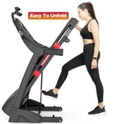 Portable Treadmill 300lbs Capacity, 4.5 HP Folding Treadmill for Home w/ 15% Auto Incline, 64+3+3+1 Programs, APP Control, Exercise Equipment with HiFi Speakers, Pulse Sensor, Adjustable Holder