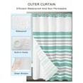 thumbnail image 2 of No Hook Cloth Fabric Shower Curtain with Snap in Liner, Turquoise Stripes Waterproof Shower Curtains Set with See Through Top Window, Modern Minimalist Horizontal Lines Bath Curtains Shower 72"x84", 2 of 6