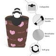 thumbnail image 4 of Waterproof Collapsible Laundry Hamper, Brown Floral Heart Pattern Aluminum Handle Laundry Bag, 50L, 4 of 6