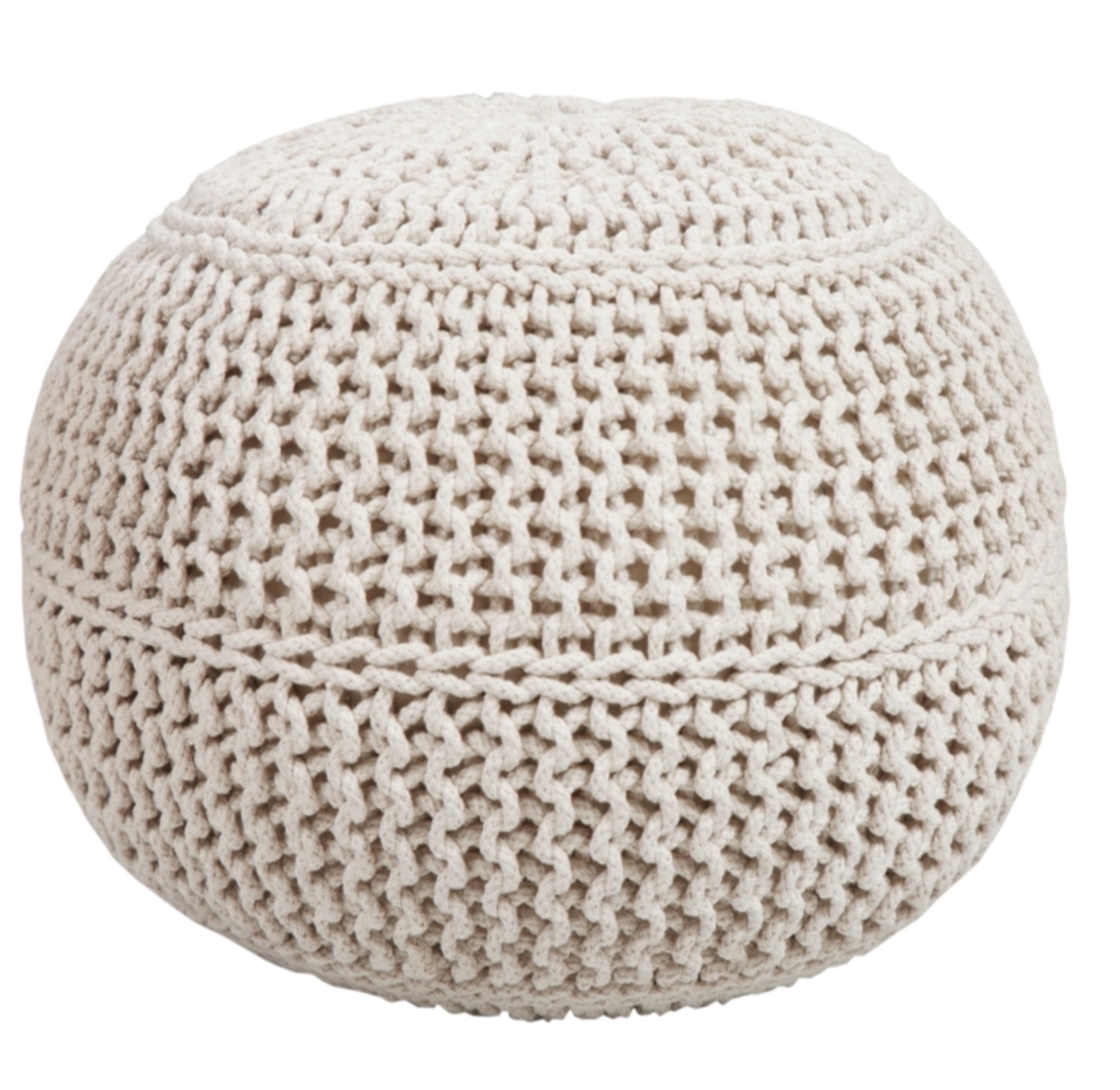 Casa Platino Hand Knitted 100 Cotton Braided Pouf Ottoman 20 inch