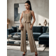 thumbnail image 2 of Conjunto 2 Piezas Elegante, Top Ajustado con Botones y Pantalón Palazzo con Rayas, Look Chic y Estilizado para Mujer, 2 of 5