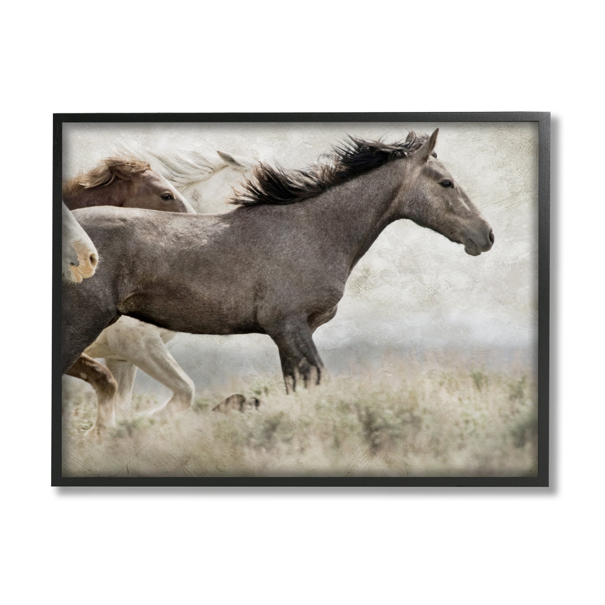 Stupell Industries Galloping Horse Herd Photography Animals & Insects Photography Gray Framed Art Print Wall Art
