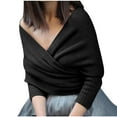 thumbnail image 2 of Tao Tao Women Snowfall Sweater Scarf With Sleeves Cozy Knitted Wrap Shawl Full Winter Warm Crochet Cape Pullover Solid Color Sweater Shawl Black Free Size, 2 of 5
