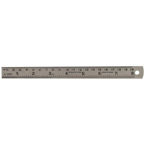 DURATOOL - 8" (200mm) Stainless Steel Ruler with Metric/Imperial Marking, Satin