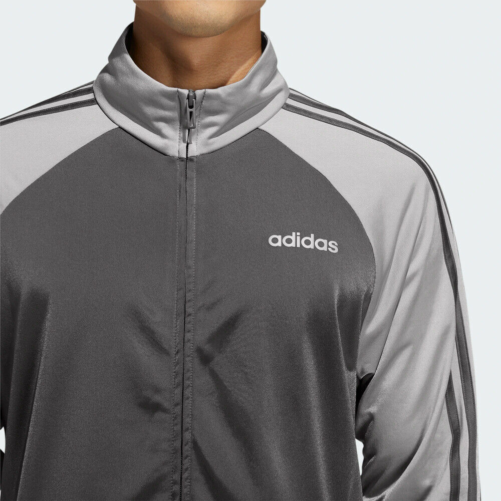 Adidas Essentials Men's 3-Stripes Track Jacket Grey Six/Solid Grey FI8177 - image 3 of 6