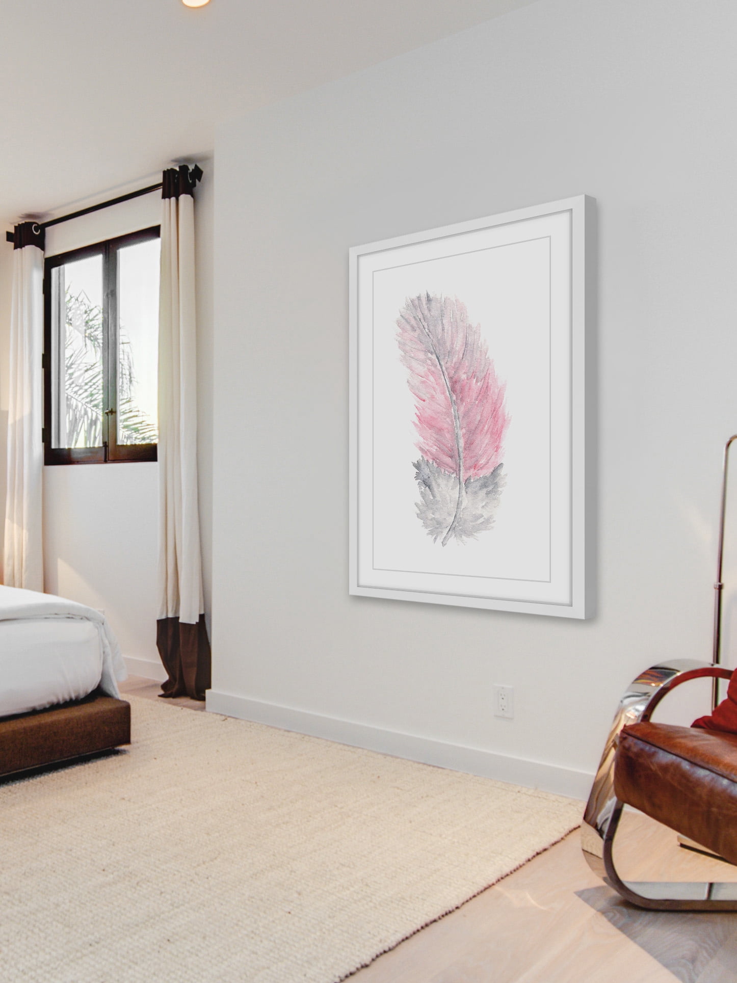 "Pink Feather" Framed Painting Print