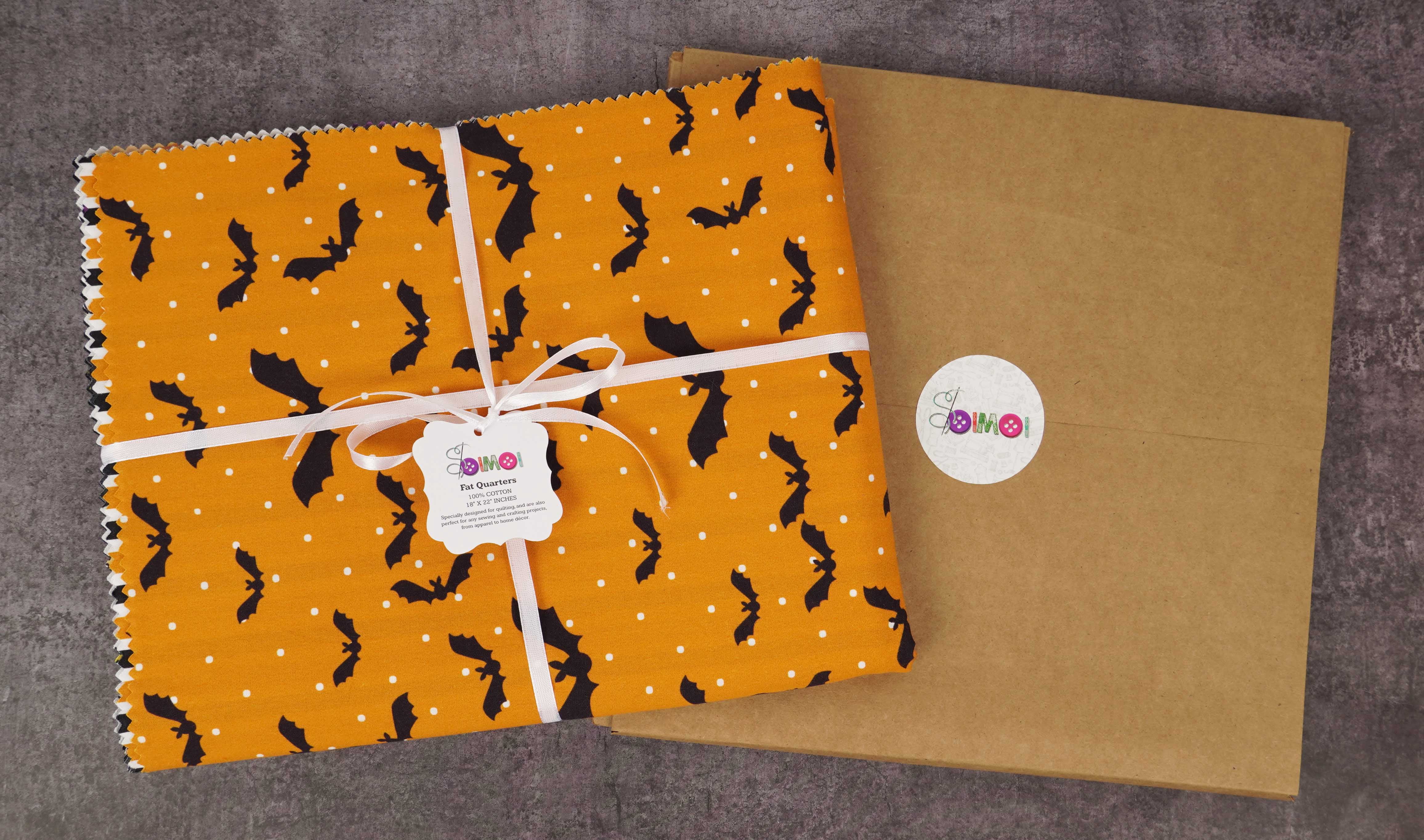 Soimoi 8 Pc Fat Quarter Bundle,HalloweenPrint 18"x 22"DIY Patchwork-100% CottonPre-Cut Quilting Fabric Orange & Black