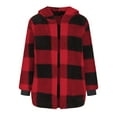 thumbnail image 5 of Timegard Winter Coats for Women Fleece Lined Plaid Long Sleeve Outwear with Hood Open Front Warm Loose Jackets, 5 of 6