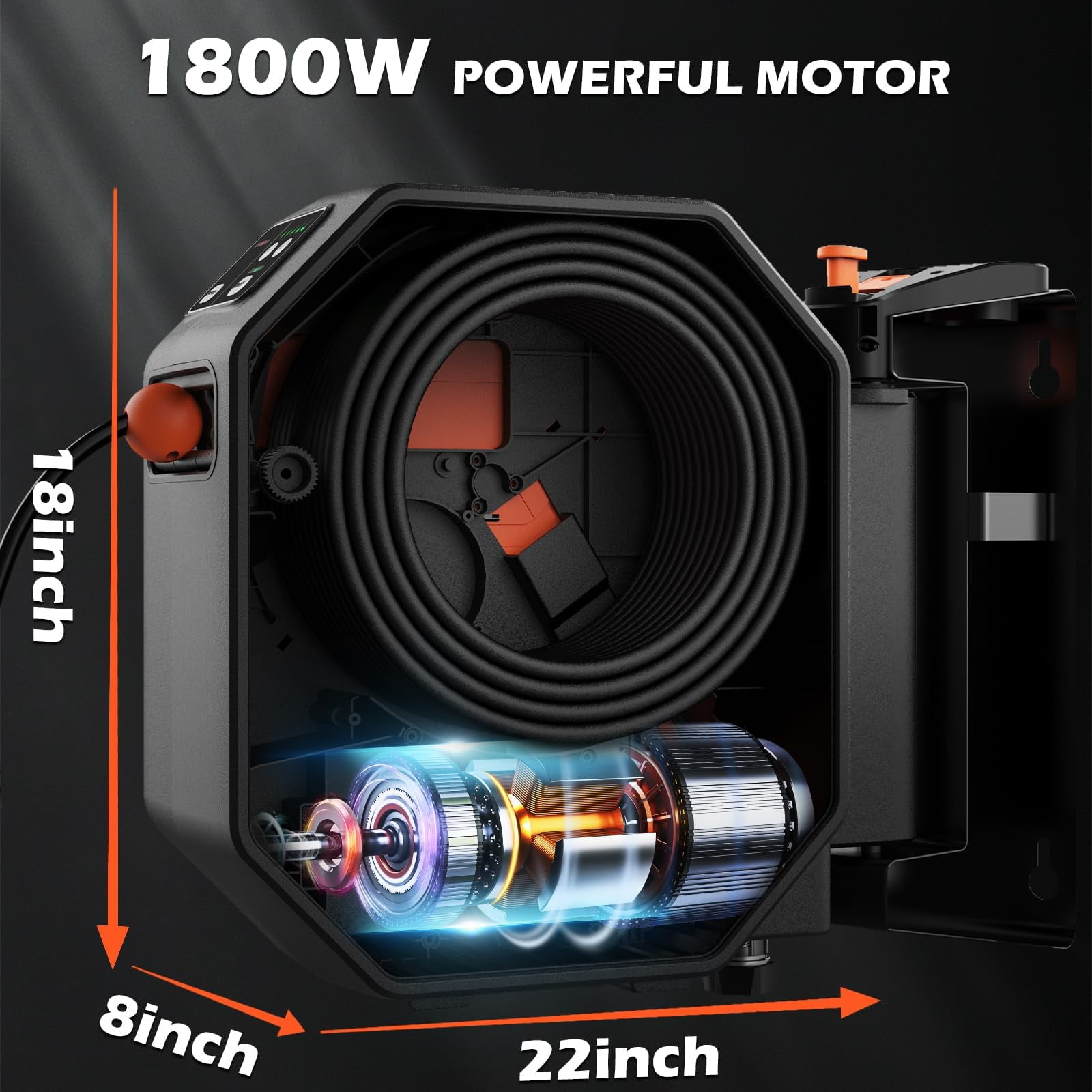 Electric Pressure Washer, Wall Mounted Pressure Washer, Power Washers Electric Powered 5000 PSI 3.2 GPM, with 100FT Retractable Hose Reel for Car, Yards, Roads, Floors and More