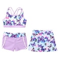 thumbnail image 3 of YONGHS Flower Girls Rash Guard Swimsuit Floral Printed Tankini Set with Beachwear Cover Ups Bottoms Butterfly 14, 3 of 5