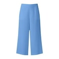 thumbnail image 4 of FRSASU Wide Leg Pants Woman High Waisted Trendy Cropped Barrel Pull On Baggy Elastic Waist Loose Fit Pants with Pockets Light Blue, 4 of 9