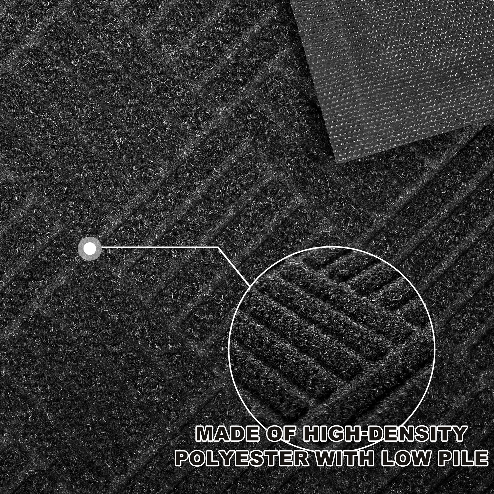 WANLISEL 3 x 5 ft Anti-Slip Carpet Door Mat, Entrance Floor Doormat, Industrial Entry Carpet Indoor Outdoor Entryway Rug, Black