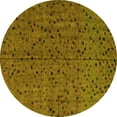 thumbnail image 1 of Ahgly Company Machine Washable Indoor Round Abstract Yellow Modern Area Rugs, 7' Round, 1 of 4