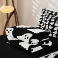 thumbnail image 4 of Feelyou Cute Ghost Silhouette Zipper Full Size Comforter Sets with Fitted Sheet and 2 Pillowcases, Kawaii Halloween Theme Zipper Bedding Set, Black Reversible, 4-Piece, 4 of 6