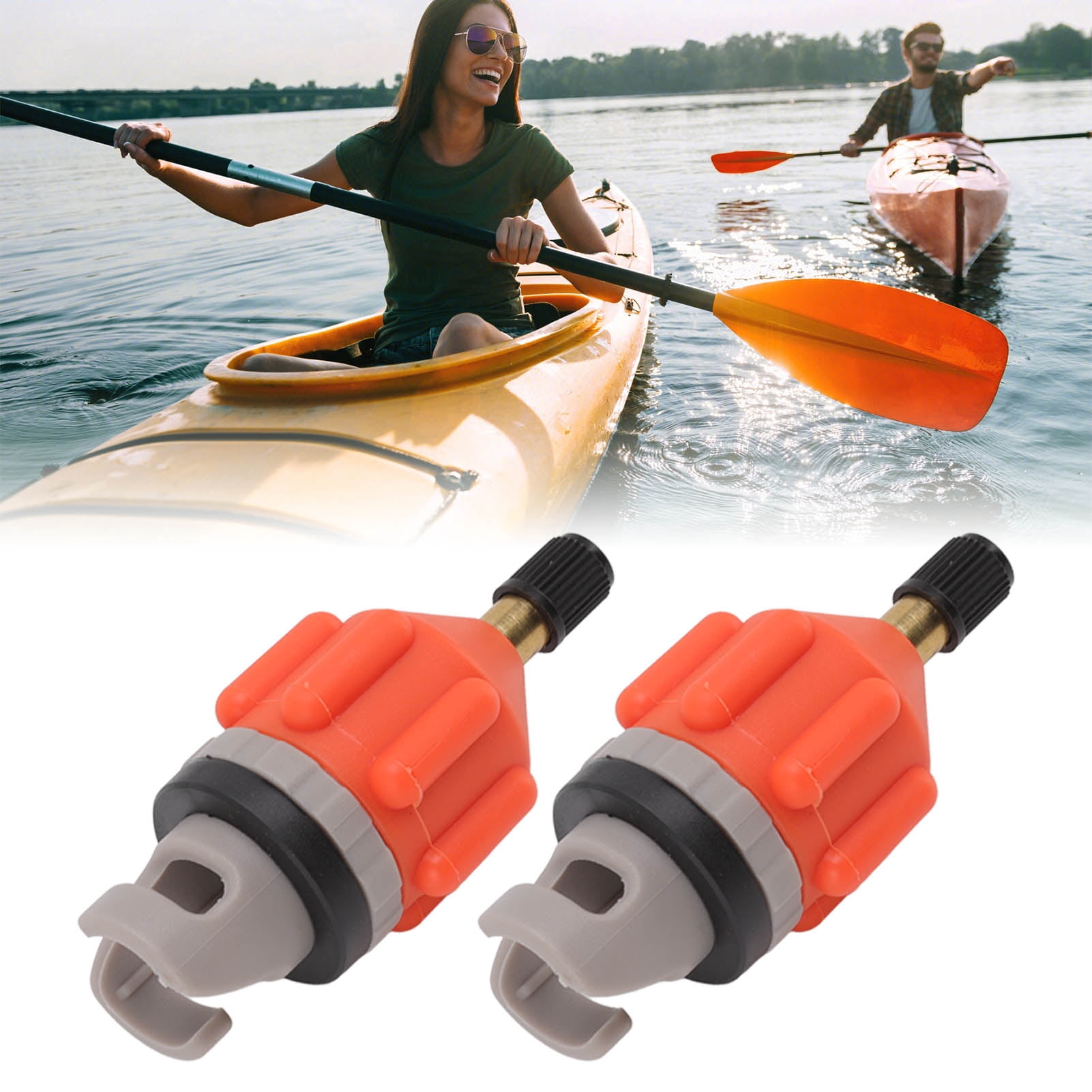 Kit Adaptateur Pompe à Air Kayak - 2 Adaptateurs + 4 Buses (6,9,17,27 Mm) - Multi-Interfaces - PVC Durable - Pour Matelas, Bouées, Sports Nautiques
