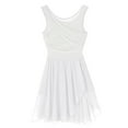 thumbnail image 6 of Loodgao Women's Lyrical Contemporary Ballet Dance Dress Gymnastics Asymmetric Chiffon Skirted Leotard White S, 6 of 7