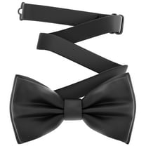 Boy's Black Bow Tie Pre-Tied Style Formal Satin Classic Bowtie for Tuxedo Faux Silk, by Adam Young (Medium, Black)