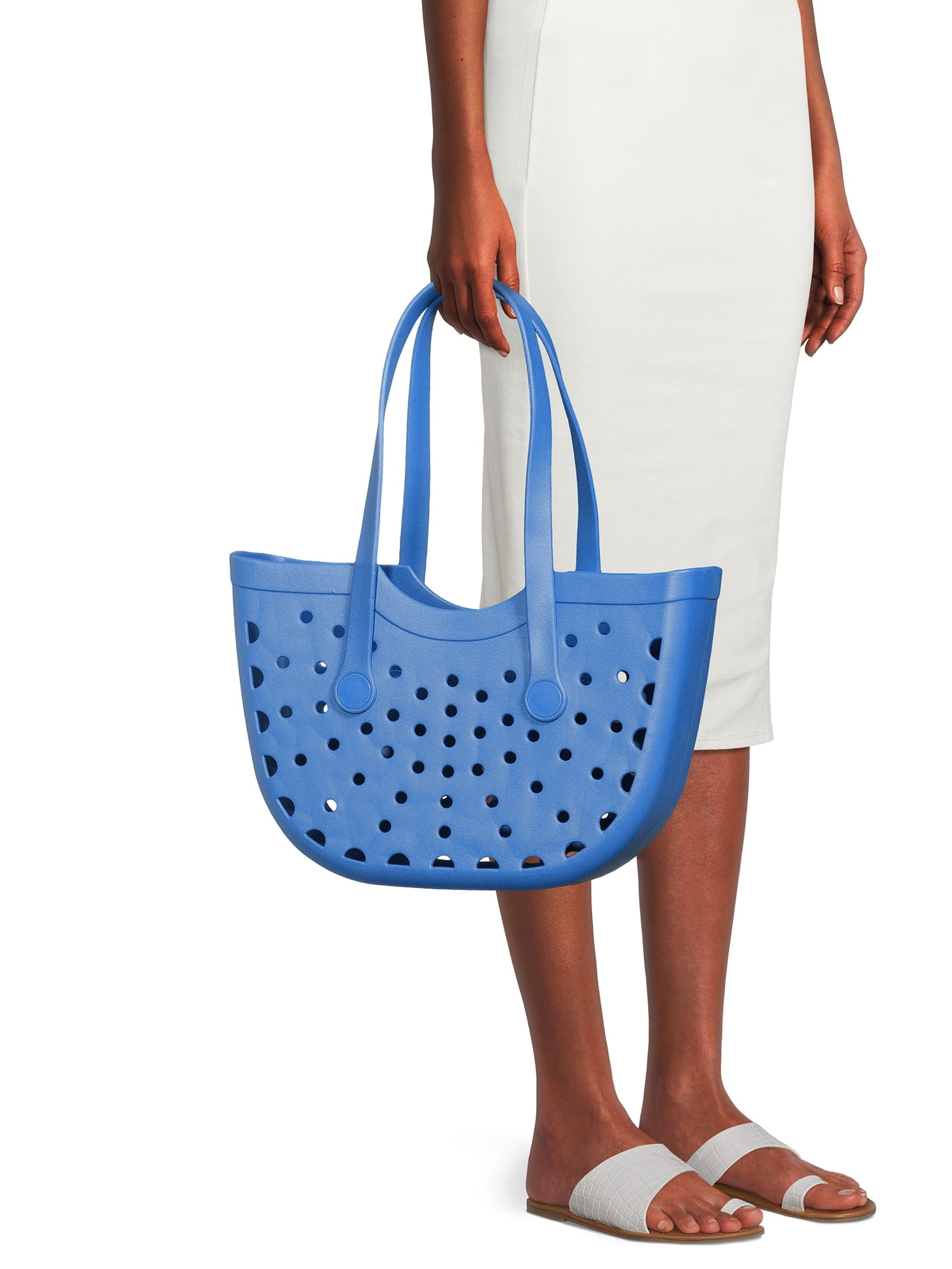 Time and Tru Women’s Molded Tote Bag Cabana Blue