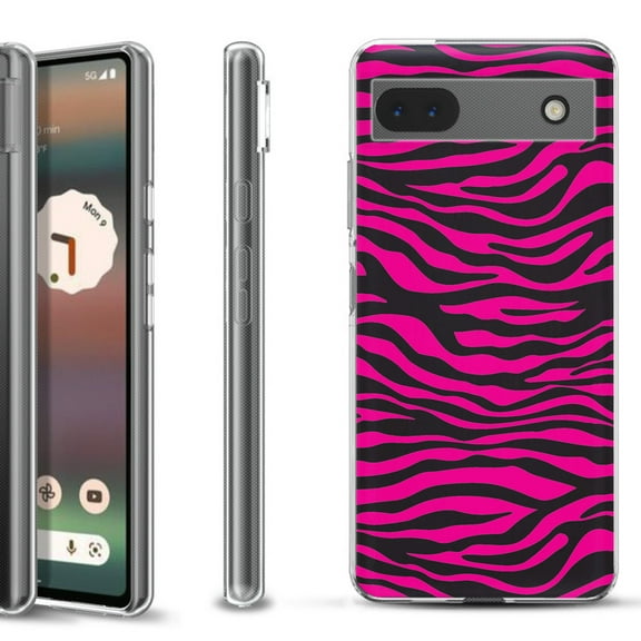 Slim-Fit Gel TPU Phone Case for Google Pixel 6a, by OneToughShield ® - Zebra Pink