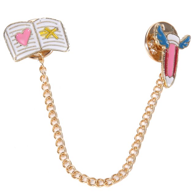 Broche de galvanoplastia de aleación de Pin de solapa de dibujos animados lindo con decoración de ropa de cadena
