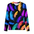 thumbnail image 4 of T-shirt à Manches Longues pour Femmes, Décontracté, Simple, Mode, Col, Imprimé Couleur, 4 of 4