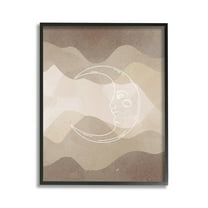 Stupell Industries Boho Celestial Moon Landscape Painting Black Framed Art Print Wall Art, 11 x 14