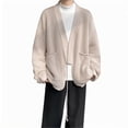 thumbnail image 4 of Mens Sport Coat Womens Coats Man Solid Color Knit Drawstring Pockets Cardigan Slack Coat Trench Coat Men, 4 of 6