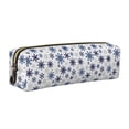 thumbnail image 1 of Balery blue Snowflake Prints Estuche de Lápices de Cuero Impreso, Estuche para Suministros de Arte, Estuche de Lápices con Cremallera, Estuche de Almacenamiento de Papelería, 1 of 7