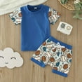 thumbnail image 2 of Otqutp Toddler Boys Girls Short Sleeve Fashion Baseball Prints T Shirt Tops Shorts Outfits Shorts Clothes Set 2 Piece Summer Casual Stretch Outfit(Blue,12-18 Months), 2 of 5