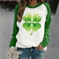 thumbnail image 2 of Besolor Womens St. Patrick's Day Shirts Long Sleeve Sweatshirt Cute Color Block Clover Shamrock Pullover Tops for Party, 2 of 4