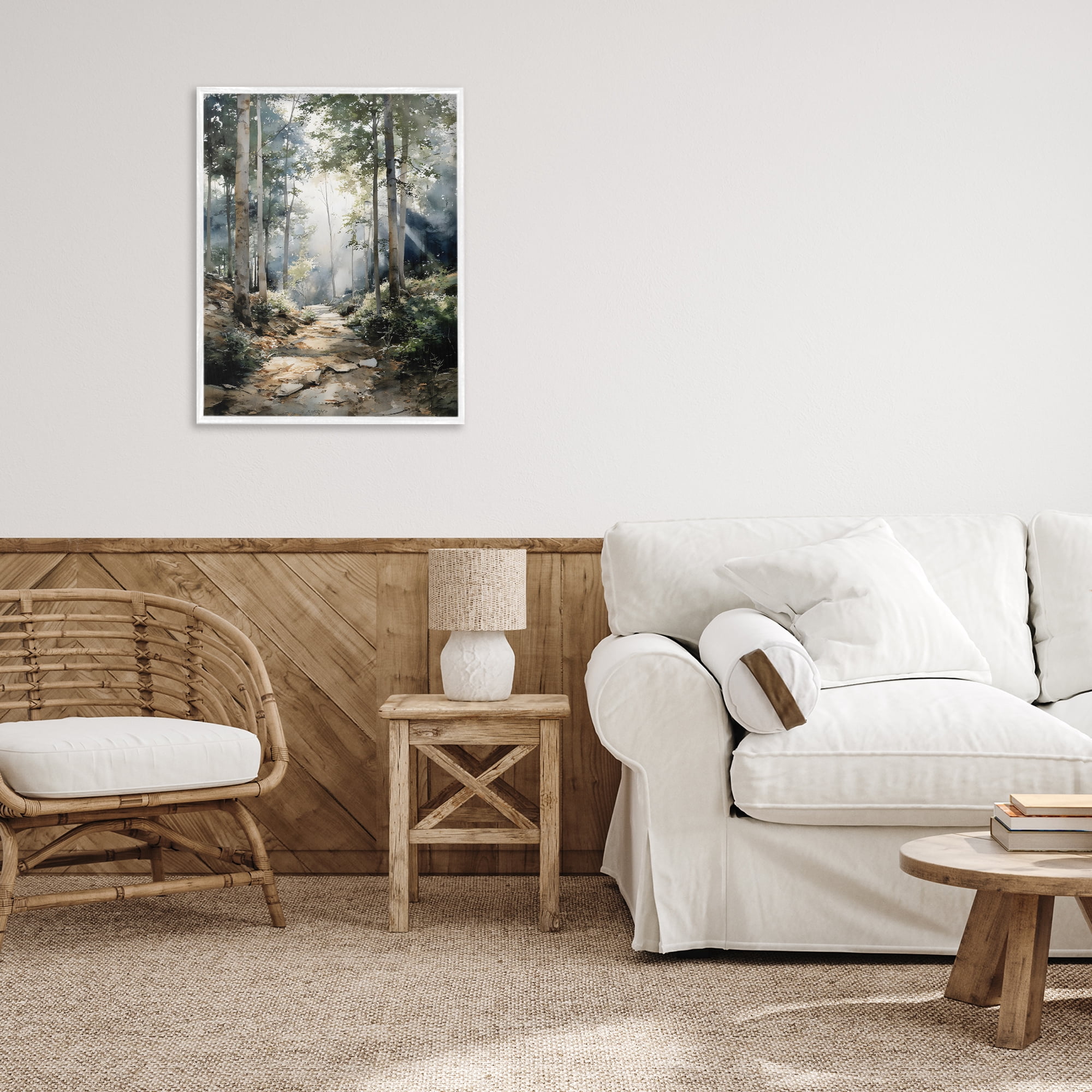 Stupell Industries Through The Woods Pathway White Framed Giclee Art, design by Franklyn Gregory