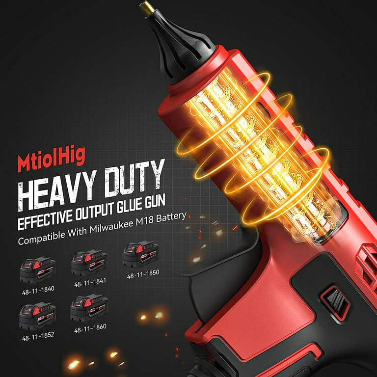 Cordless Hot Melt Glue Gun for Milwaukee 18V Batteries, Full Size High  Temperature Hot Glue Gun with Switch 100W Fast Heating,Suitable for DIY  Crafts