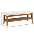 HUIMO Modern Entryway Bench with Shoe Storage, ButtonTufted Bench with