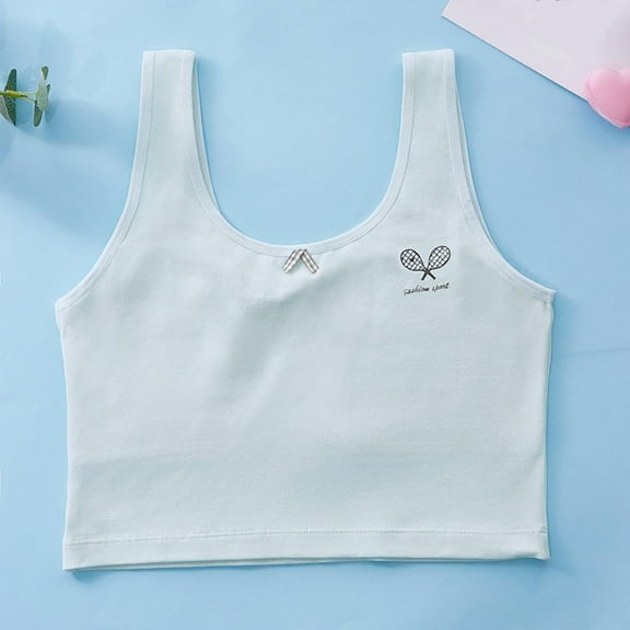 ATOGUTA Girls Sports Bra Size 8-12 Kids Athletic Seamless Camis Dance Yoga Crop Tops Blue