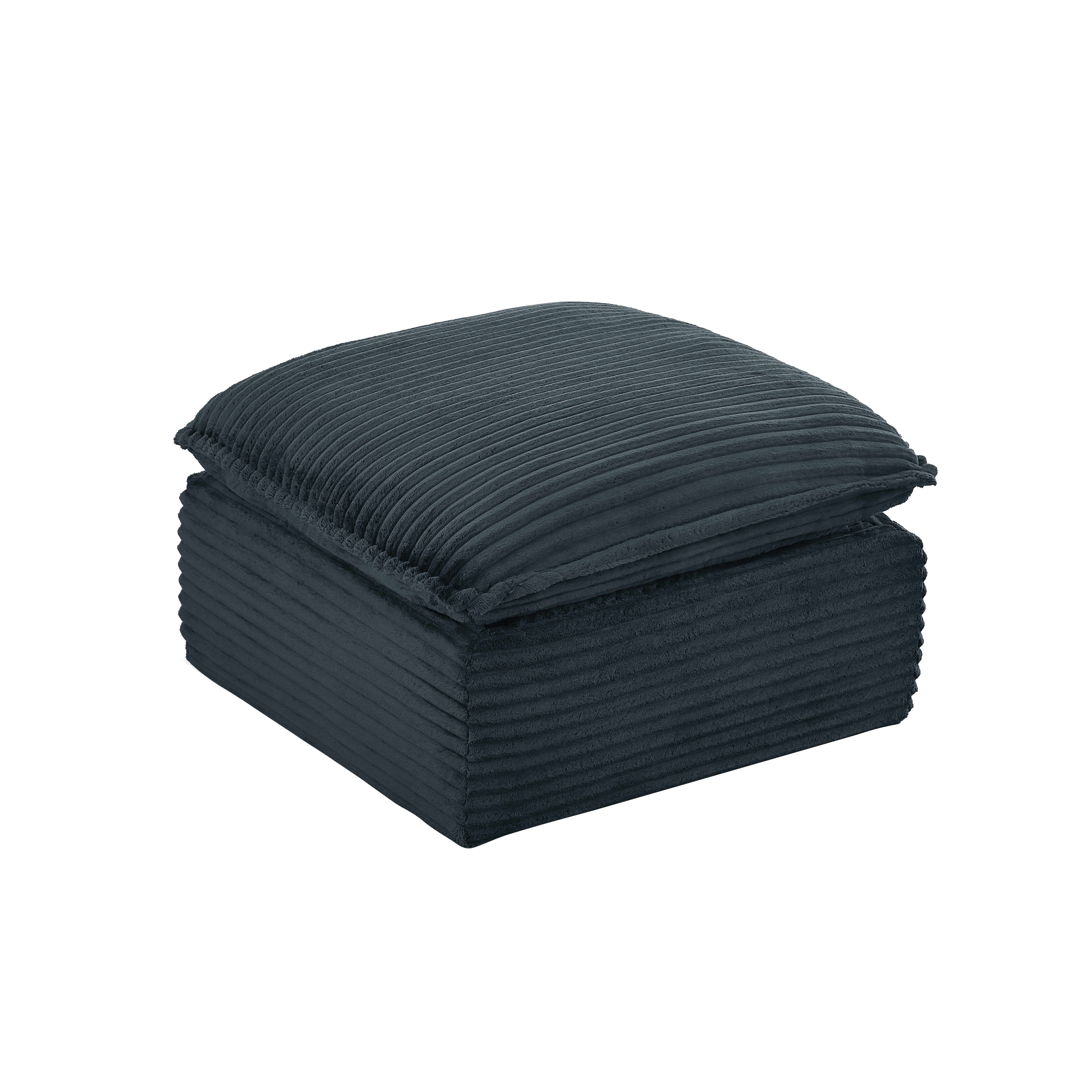 MAYEERTY Corduroy Boneless Ottoman, Soft Tufted Footrest for Living Room Cloud Sectional Couches, 30.7×15.7" Dark Gray