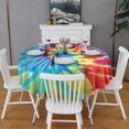 thumbnail image 2 of Colorful Rainbow Tie Dye Spiral Pattern Round Tablecloth 60"x60",Wrinkle Wipeable Table Cloth for Kitchen Dining Room Picnic Patio Party, 2 of 6
