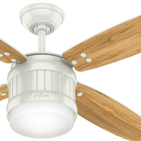 Hunter Fan 52" Outdoor Ceiling Fan with LED Light and Remote in Fresh White (Certified Refurbished)