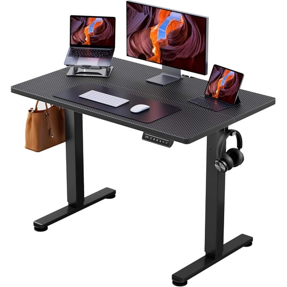 Height Adjustable Electric Standing Desk, 40 x 24 Inches Sit Stand Desk, Memory Presets, Black