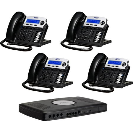 XBLUE X16 Office Phone System w/4 Phones - Auto Attendant, Voicemail, Caller ID, Paging, (Best Auto Attendant Phone System)